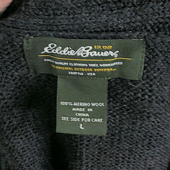Eddie Bauer Womens Sweater Size L Gray 100% Merino Wool V-Neck Long Sleeve - Picture 3 of 9